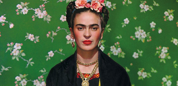 Detail: Nickolas Muray, Frida on White Bench, New York, 1939. Digital pigment print on Hahnemuhle Photo Rag paper, 14 ¾ x 10 1/8 inches. Courtesy of the Nickolas Muray Photo Archives.