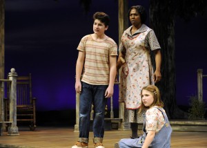 Walker Russell, Sheryl Carbonell and Kennedy Joy Foristall in Orlando Shakespeare Theatre's 'To Kill a Mockingbird.' Photo by Tony Firiollo.