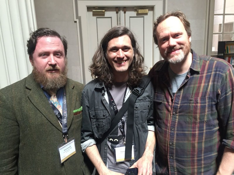 From left: Playwright Mark Schultz, playwright Lucas Hnath and actor Andrew Garman at the 2015 Humana Fest. Photo by Pam Harbaugh