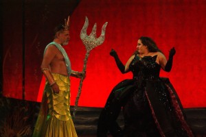 Michael Colavolpe and Pilar Rehert as Tritan and Ursula in Titusville Playhouse's production of Disney's "The LIttle Mermaid." Photo by Doug Lebo.