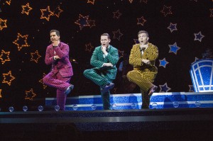 From left, Denis Lambert, Ryan Murray and Brian Ogilvie in 'Swinging on a Star' with costumes by Martha Bromelmeierat Riverside Theatre.