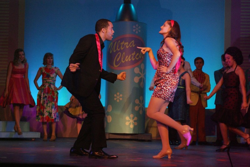 From left: Alvin Jenkins and Sarah Biggs in Titusville Playhouse production of "Hairspray"