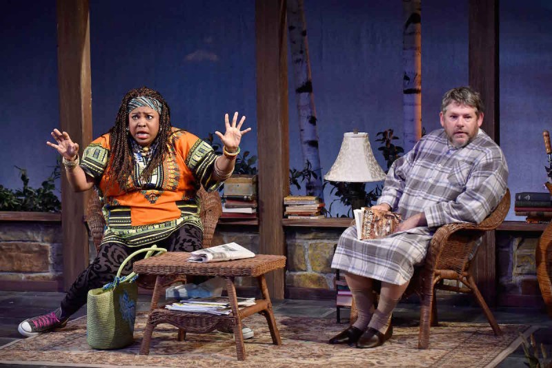 Fredena J. Williams (Cassandra) and Philip Nolen (Vanya) star in Orlando Shakespeare Theater’s production of Vanya and Sonia and Masha and Spike. Photo by Tony Firriolo.