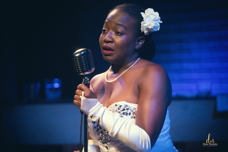 Kristen Warren is Billie Holiday in the Henegar Center's production of LADY DAY AT EMERSON'S BAR AND GRILL. Photo by Dana Niemeier