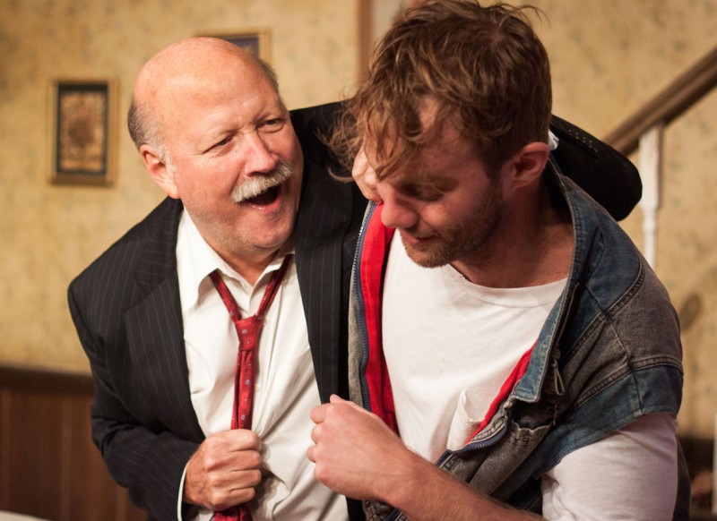 From left: Allan Whitehead and Zack Roundy in ORPHANS at Theater on the Edge. Photo by Monica Mulder Photographer.