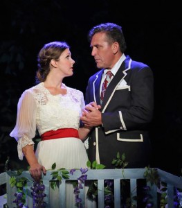 Mary Henderson (Marian) and Patrick Ryan Sullivan (Harold Hill) in THE MUSIC MAN at Titusville Playhouse. Photo by Chad Horne