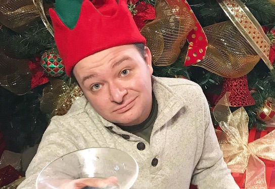 BeeJay Aubertin Clinton is Crumpet the Elf in SANTALAND DIARIES at the Henegar Center. Photo by Pam Harbaugh
