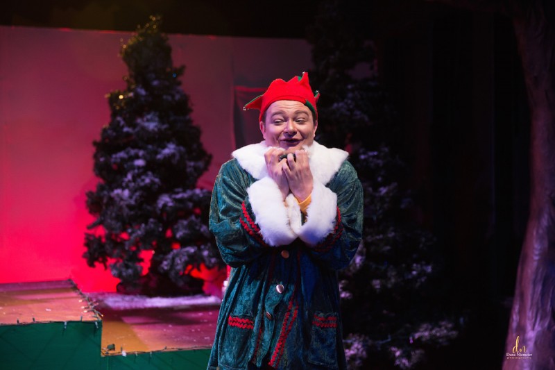 BeeJay Aubertin Clinton as Crumpet the Elf in the Henegar Center's THE SANTALAND DIARIES. Photo by Dana Niemeier